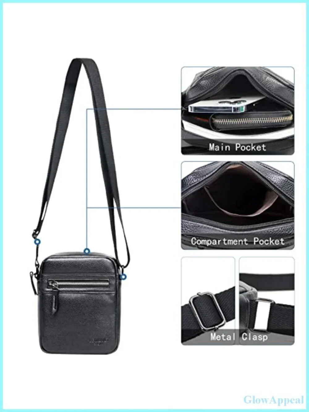 PU Leather Crossbody Messenger Bag Satchel Travel Shoulder Bag